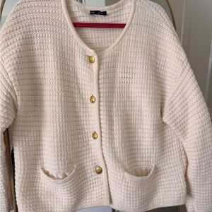 GAP Cream Button-Up Women's Sweater
